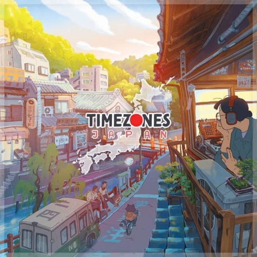 Album cover artwork for Chillhop Timezones Japan showing an illustrated Japanese street scene with the title "Timezones Japan".