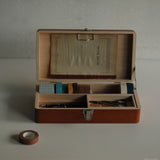 Open classiky wooden toolbox (ツガ材) showing interior compartments and dividers.