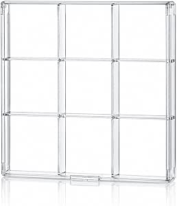 Clear transparent acrylic 3x3 compartment storage/display case for can badges.