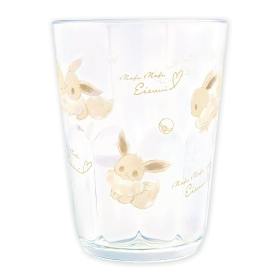 Clear 370ml plastic tumbler decorated with light-brown Eevee illustrations and gold accents.