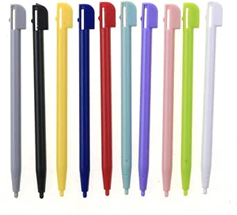 A set of ten replacement color touch stylus pens in different colors arranged side by side.
