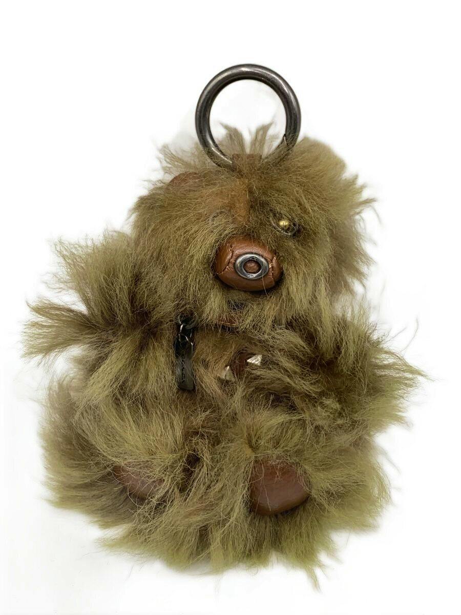 Plush Chewbacca keychain charm with shaggy olive-brown fur and a metal ring.