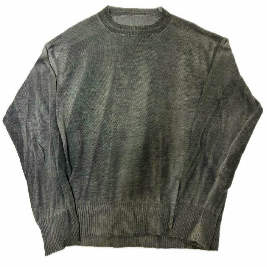 Front view of a men's shirt laid flat showing a crew neck, long sleeves, and ribbed hem and cuffs.