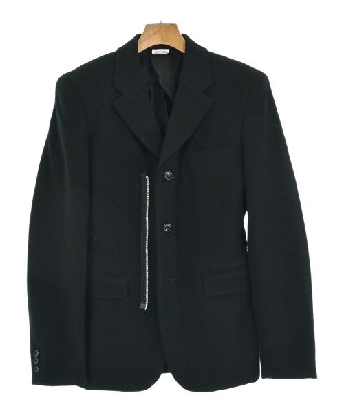 Front view of a black COMME des GARCONS HOMME PLUS men's wool casual jacket on a hanger.