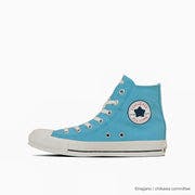 Blue All Star CL HI high-top canvas sneaker with white rubber sole and round ankle logo on a white background.