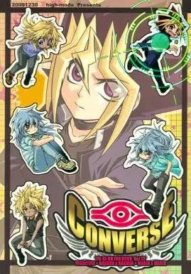 Cover art for the comic book “CONVERSE” showing a central character with several smaller stylized characters around them.