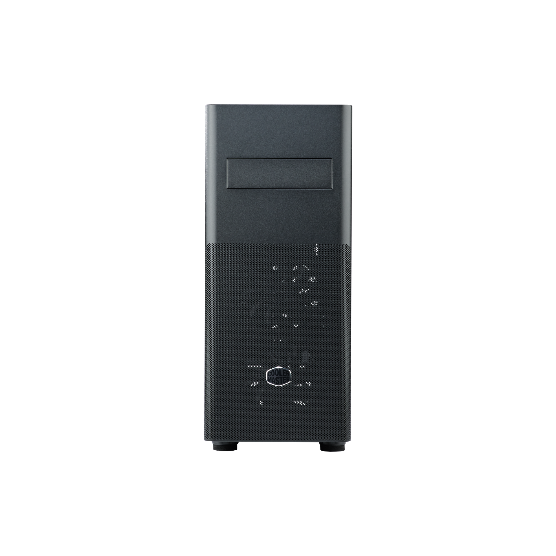 Front view of the Cooler Master MasterBox CM695 TG mid-tower PC case against a black background.