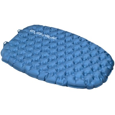 Blue CORE REST sleeping bag laid flat showing quilted air-filled chambers.