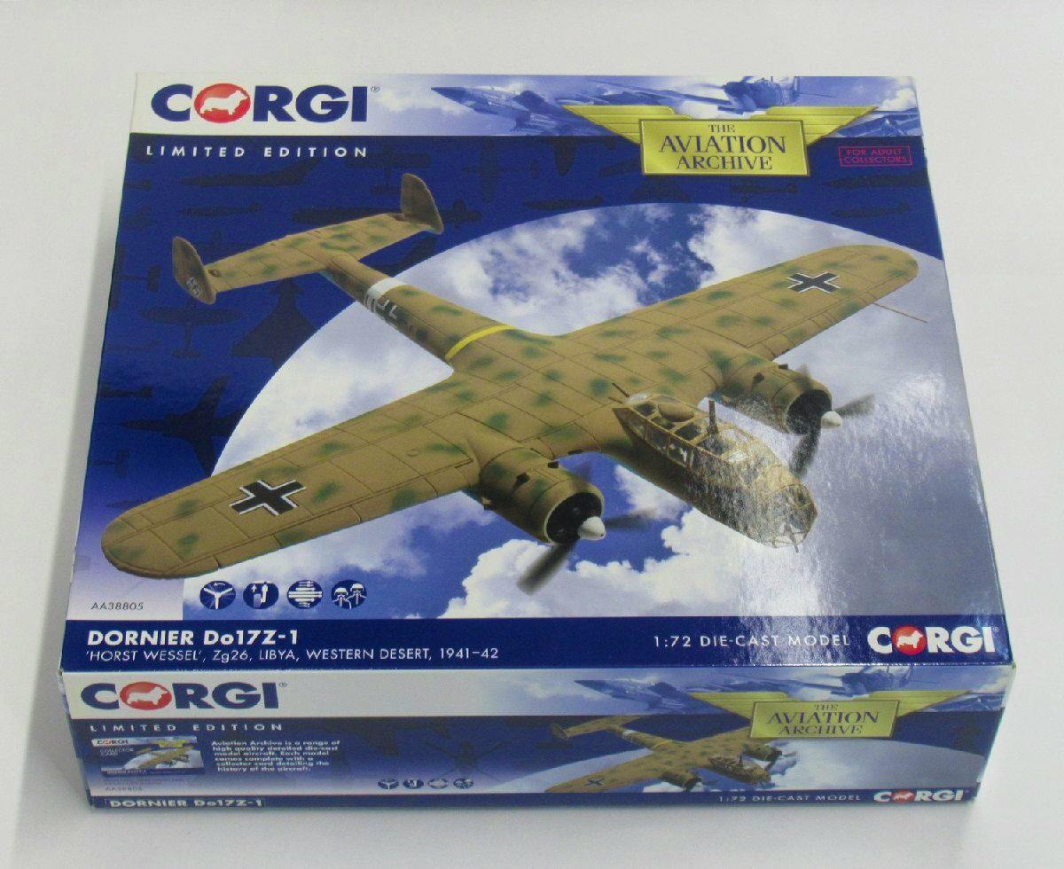 Boxed CORGI 1/72 Dornier Do17Z-1 model showing the aircraft artwork on the box.