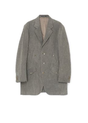 Front-facing flat lay of the men's cotton-linen jacket on a white background showing the front pockets and button closure.