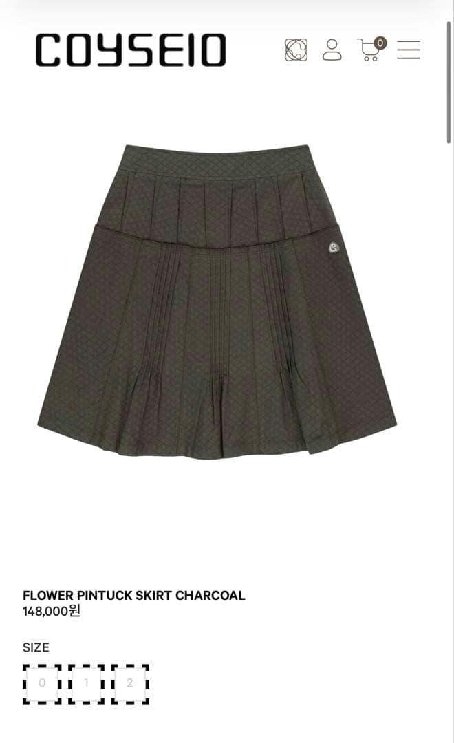 Charcoal COYSEIO Flower Pintuck skirt shown front on a white background.