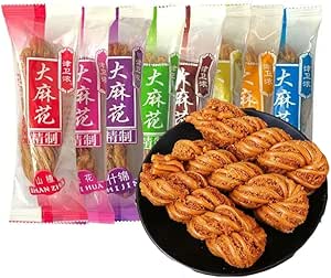 Individually wrapped twist snacks in assorted colored packaging displayed behind a plate of the unwrapped twist snacks.