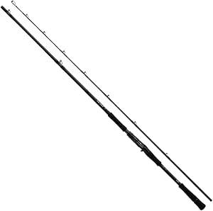 Black Daiwa baitcasting fishing rod shown in two sections on a white background.