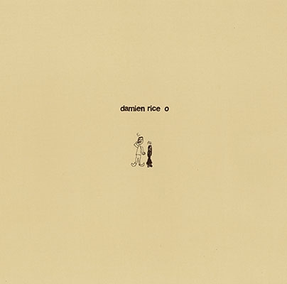 Vinyl record cover for Damien Rice's album 'O' showing a beige background with a small centered drawing and the text "damien rice o".