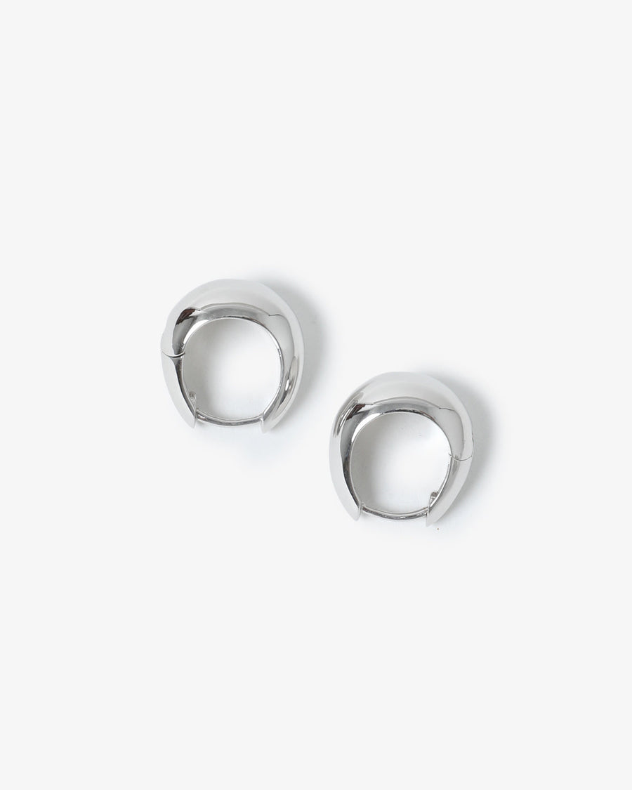 Two silver Dewy Hoop jewelry pieces displayed on a white background.