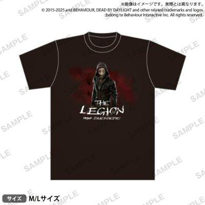 Mockup of a dark T‑shirt showing a watercolor‑style image of The Legion character and the text "THE LEGION" on the front.