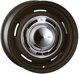 Front view of a matte black DEAN Cross Country 14-inch car wheel showing the center cap and slot vents.