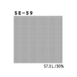 Square screen-tone sample labeled “SE-59” showing a dotted pattern and the marking “57.5 L / 30%.”