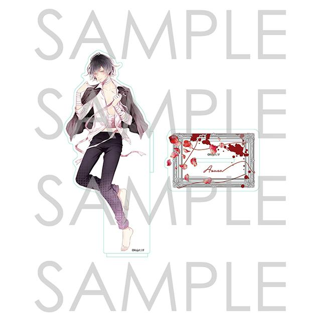 Acrylic stand pieces showing the Diabolik Lovers character Azusa and a decorative base on a white background with SAMPLE watermark.