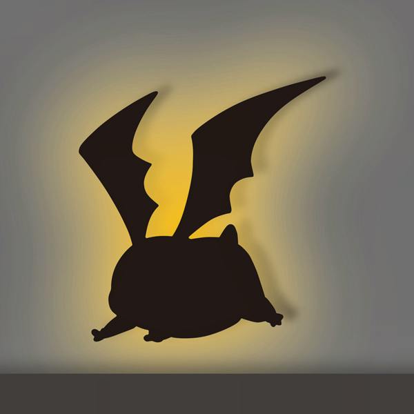 Lit wall-mounted LED silhouette of Patamon from Digimon Adventure with a yellow backlight.