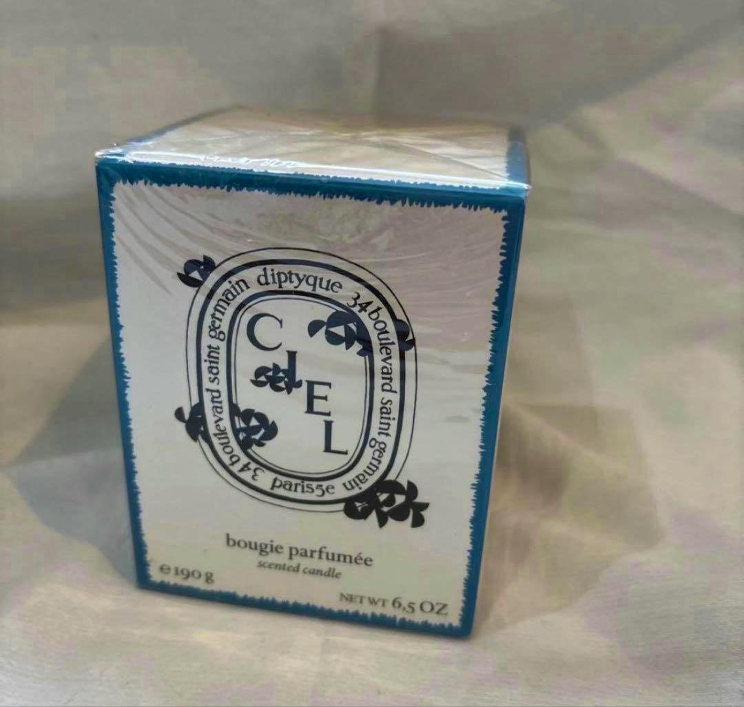 Front of boxed diptyque CIEL candle in shrink-wrap showing the logo and 190 g weight.