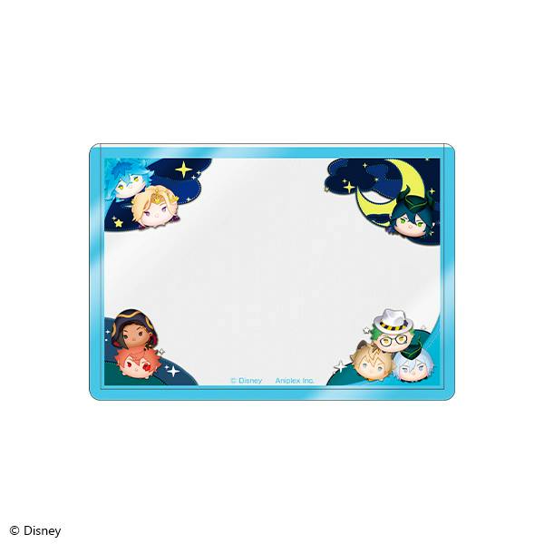 Rectangular hard card case front with a blue border and chibi-style Disney Twisted Wonderland characters in the corners.