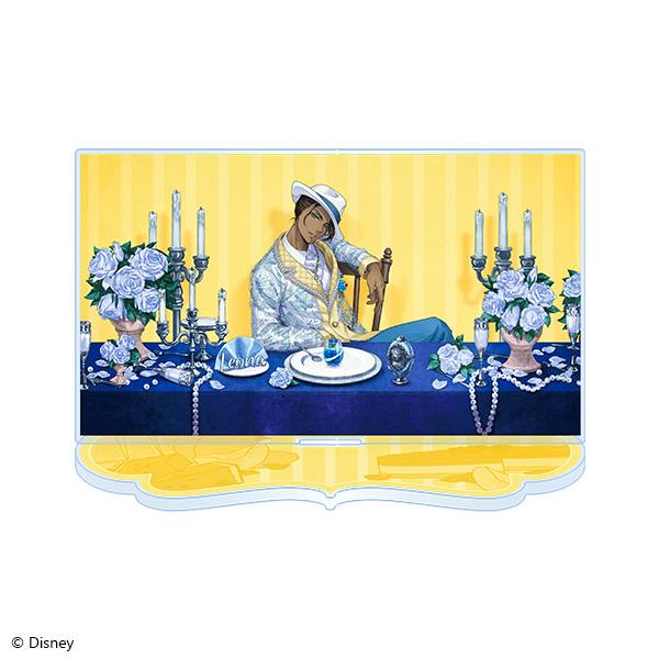 Acrylic stand showing Leona Kingscholar (La Bonbonniere ver.) seated at a table with flowers, candelabra, and pearls.