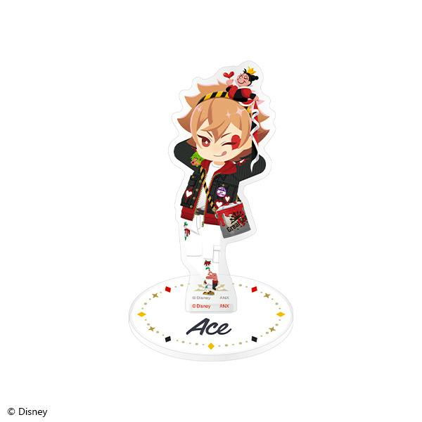 Mini acrylic decorative stand showing Ace Trappola from Disney Twisted Wonderland on a round base labeled "Ace".