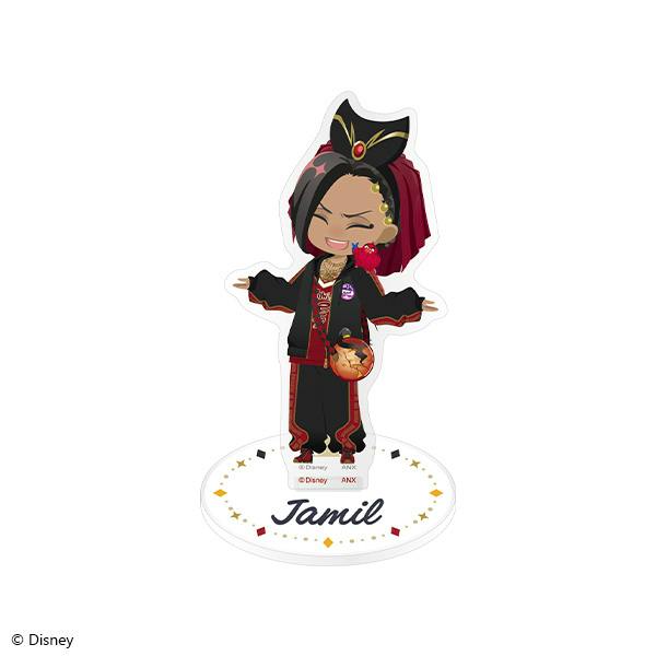 Mini acrylic decorative stand on a white background showing a chibi Jamil Viper figure on a round base labeled "Jamil".