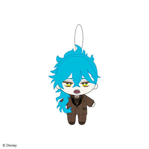 Illustration of the mini plush keychain of イデア・シュラウド (La Bonbonniere ver.) showing the plush with blue hair and a pinstripe suit.