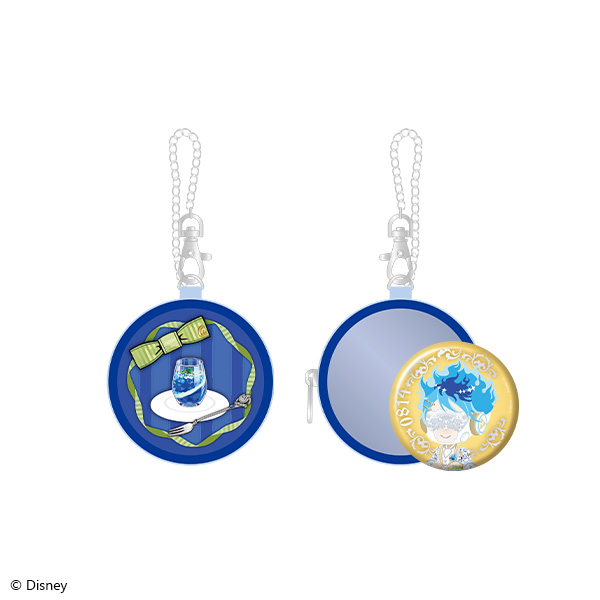 Digital render of the round window pouch showing front and back with a chain attachment and the included can badge.