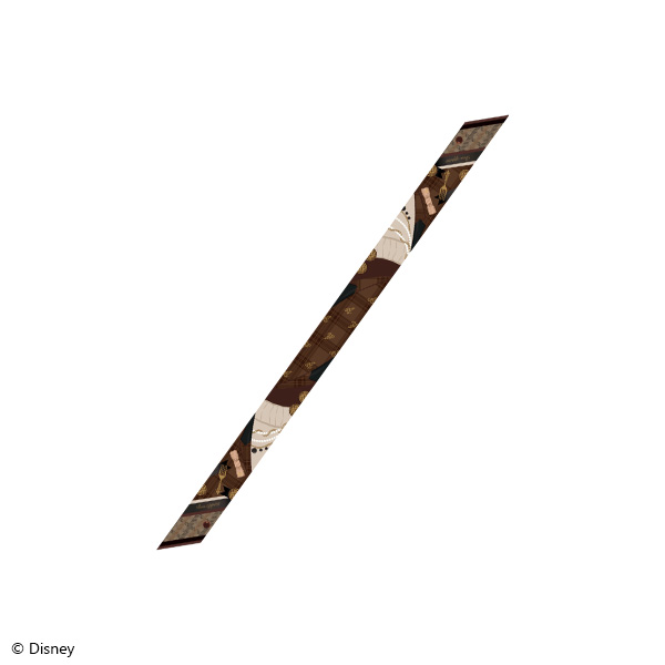 A narrow polyester ribbon scarf (La Bonbonniere ver., Ace Trappola) with a brown patterned design shown on a white background.