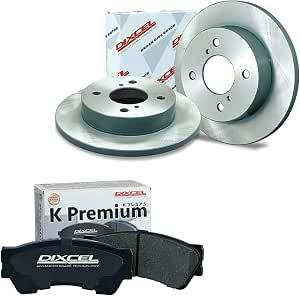 DIXCEL KS Type front brake rotors and brake pads displayed with their packaging.