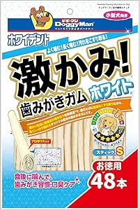 Front of the Doggy Man Howendant teething gum white sticks 48-count dog treats packaging.