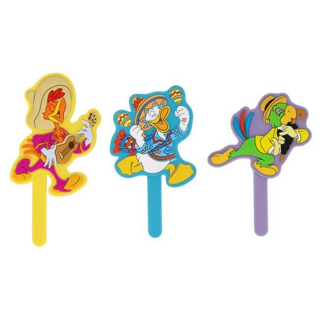 Three fridge magnet hooks depicting Donald Duck in the center and two other cartoon characters.