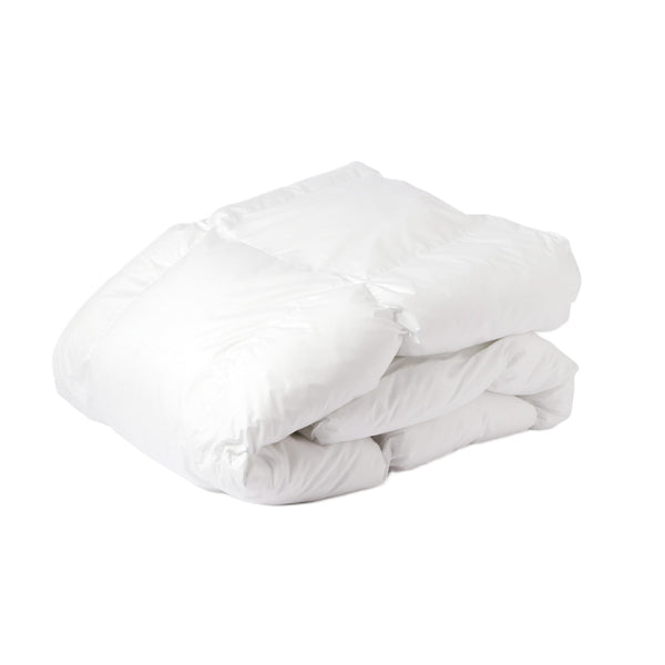 Folded white single futon (feather-free) displayed on a white background.