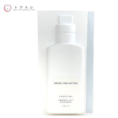 Front view of a white DRIES VAN NOTEN Fleur du Mal perfume bottle against a white background.