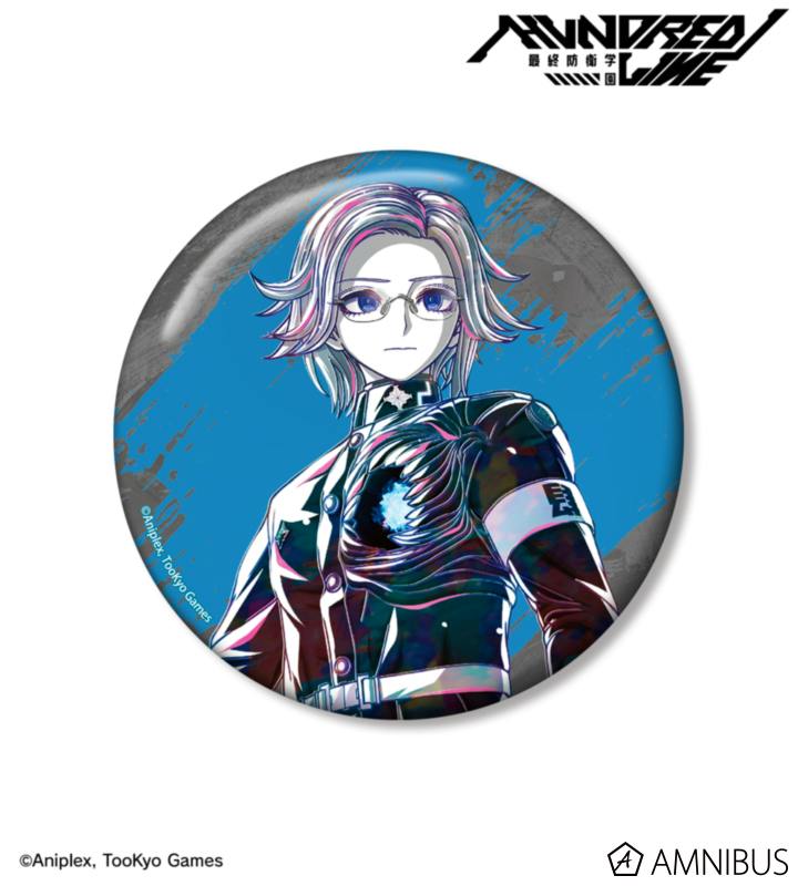 Front view of a 100mm can badge showing an Ani‑Art illustration of the character 蒼月衛人 on a blue and gray background.