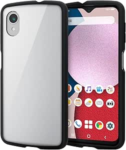 Clear Elecom TOUGHSLIM phone case with black bumper shown on a Galaxy A23 5G in front and back views.