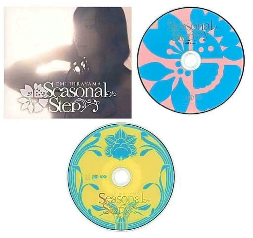 Photo showing the CD cover and two printed discs for the CD 'Seasonal Step' by Emi Hirayama.