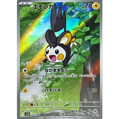 Front photograph of the trading card showing the Emonga Pokémon card with holographic artwork and Japanese text.