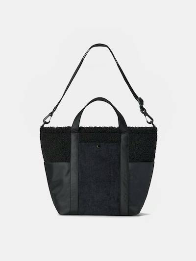 Black 2-way tote bag with short top handles and a detachable shoulder strap shown front-on.