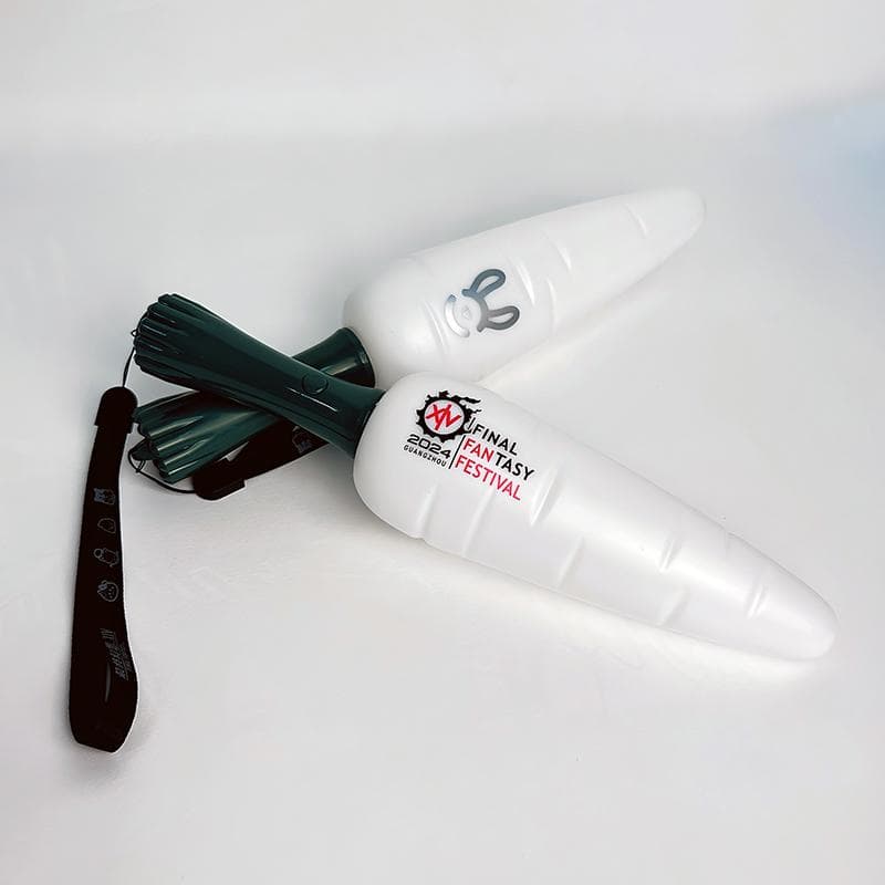 Two white Final Fantasy XIV event pen lights with a wrist strap on a white background.