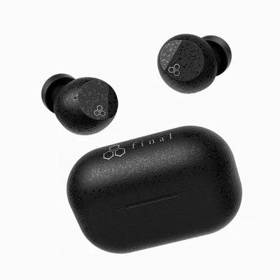 Black ZE3000 SV true wireless earphones shown above their matching charging case on a white background.