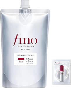 Silver Fino Premium Touch hair mask refill pouch with a small trial pouch shown to the right.