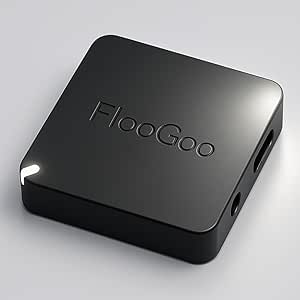 Black Bluetooth dual mode audio adapter with "FlooGoo" embossed on top and side ports visible.