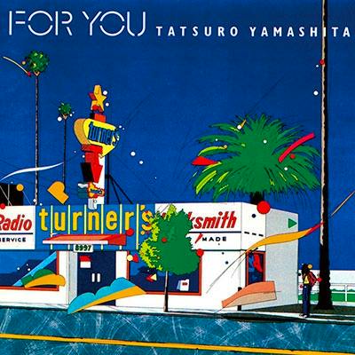 Album cover art for the CD "FOR YOU" showing a colorful illustrated street scene with neon signs, a palm tree, and the title text.