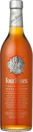 A Four Roses whiskey bottle (750ml) photographed upright showing the label and rose emblem on the front.