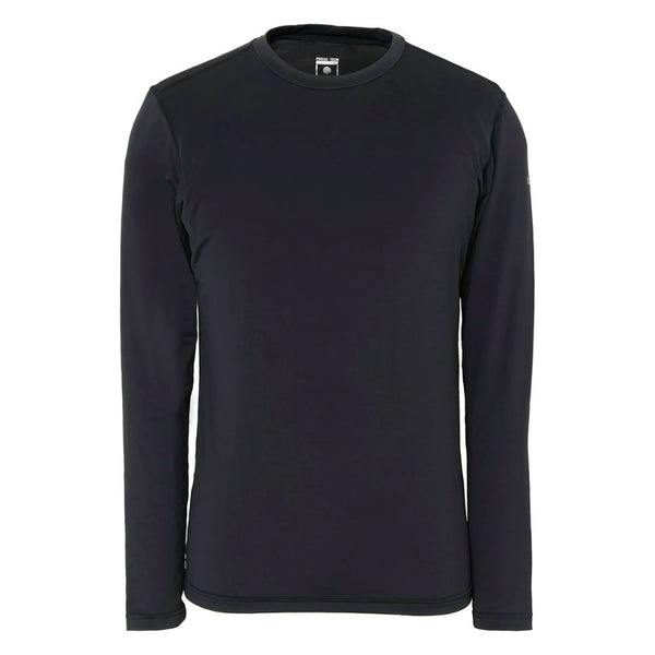 Front view of the FREEZE TECH HYO-GEKI α Performance Line black long-sleeve crew shirt on a white background.