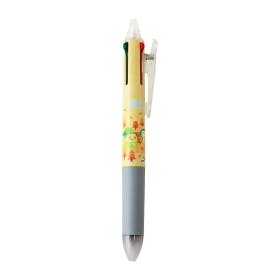 A multi-color FRIXION BALL 4 ballpoint pen with a yellow illustrated Pokémon-themed barrel shown full-length on a white background.